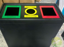 室內酒店三分類黑色噴粉不銹鋼垃圾桶